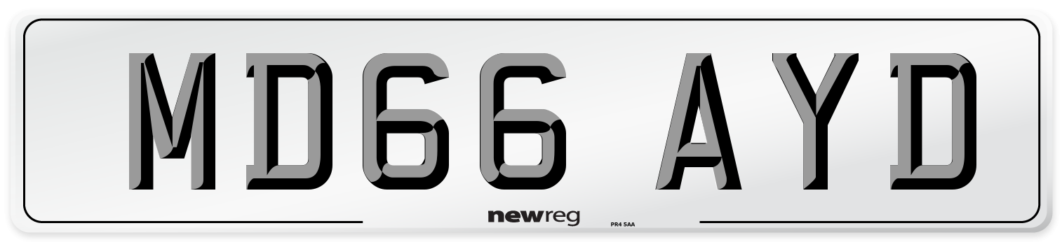MD66 AYD Number Plate from New Reg